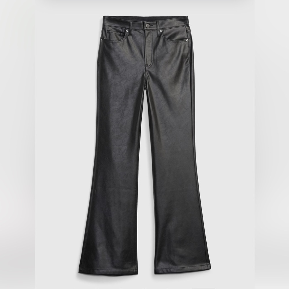 NWT GAP High Rise Vegan Leather '70s Flare Pants in Black
